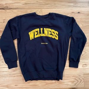 WELLNESS sweatshirt size small navy yellow